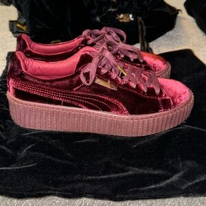 Rihanna Fenty Velvet Burgundy Creepers